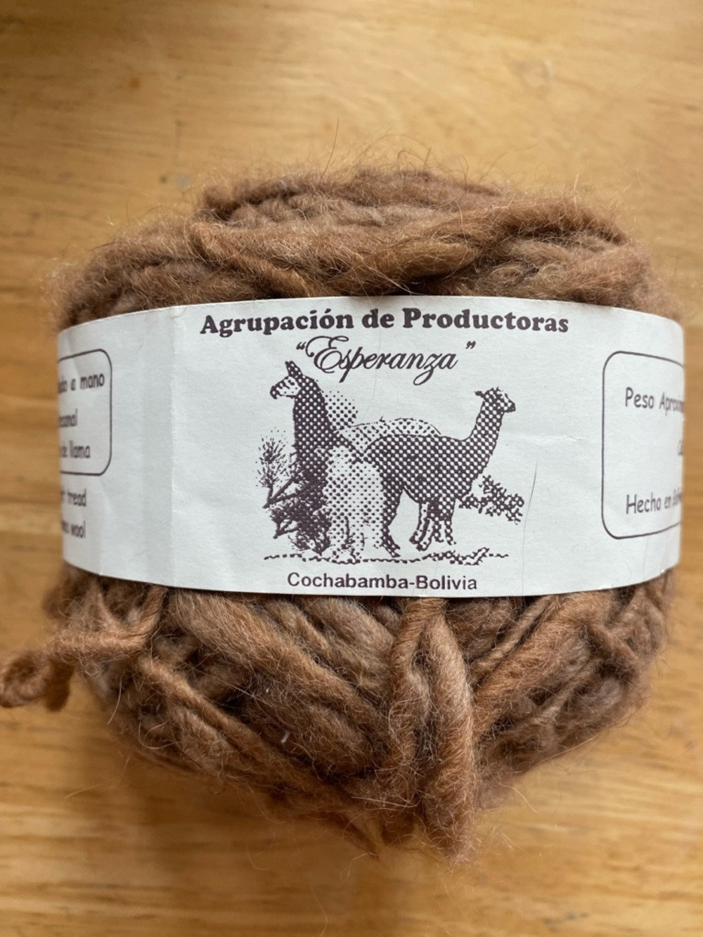 Esperanza Handspun 100% Llama Wool Yarn Ball - Rustic Brown